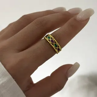 Vintage Gold Stainless Steel Pearl Ring, Multi-Layer Beaded Twisted Band, Hypoallergenic Tarnish-Free Stacking Ring for Women