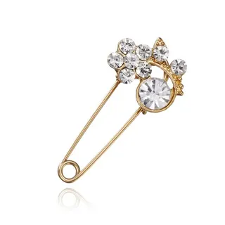 Vintage Floral Crystal Brooch Pin, Gold-Plated Alloy Rhinestone Flower Brooch, Elegant Statement Jewelry for Blazer Dress