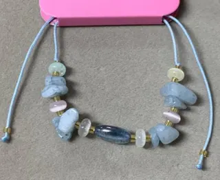 Boho Beaded Bracelet for Women - Natural Stone & Rice Bead Stretch Bracelet, Adjustable Elastic Cord, Pastel Blue Pink White Morandi Color, Handmade Minimalist Jewelry Gift
