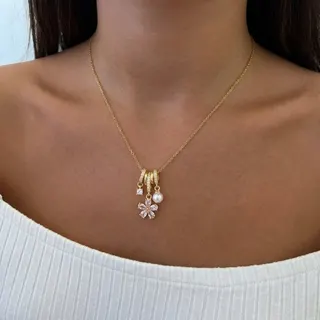 18K Gold Plated Flower Zircon Pearl Necklace for Women, Adjustable 40+5cm Delicate Clavicle Chain, Elegant Gift for Her