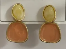 Vintage Geometric Earrings, Alloy 18K Gold Plated, Two-Tone Morandi Color Statement Earrings, Face-Slimming Boho Jewelry for Women