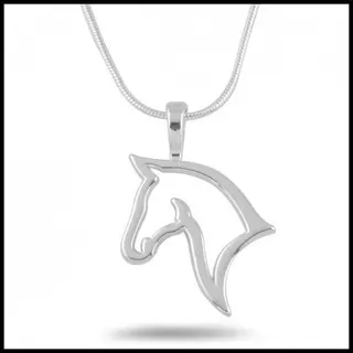 Silver Snake Chain Horse Head Pendant Necklace - Minimalist Hollow Horse Charm Clavicle Chain for Women, Zodiac Horse Gift Jewelry