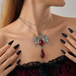 Halloween Gothic Bat Earrings Vintage Silver Alloy with Black Gemstone Dark Punk Dangle Earrings 9.5cm Party Cosplay Jewelry