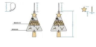 Christmas Tree Earrings Gold Zinc Alloy, Reindeer Snowflake Geometric Dangle Earrings, Hammered Texture with Zircon, Festive Holiday Jewelry, Pair