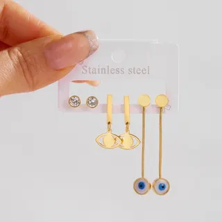 Enamel Fish Hoop Earrings Set of 3 - 18K Gold Plated Stainless Steel, Hypoallergenic Tarnish-Free, Cute Cartoon Dangle Hoop Earrings for Women Girls