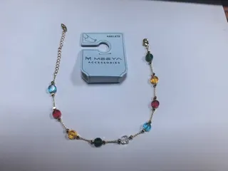 Colorful Crystal Bead Ankle Chain for Women, Alloy Gold-Plated Multi-Color Gemstone Anklet, Adjustable Lobster Clasp, Summer Beach Boho Jewelry