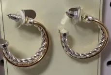 Torsade Twist Hoop Earrings - Two-Tone Silver & Gold Alloy C-Shaped Hoops, French Vintage Rope-Texture Ear Jewelry for Women