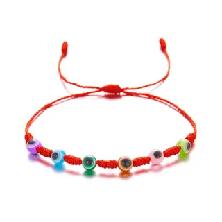 Evil Eye Bracelet Red String Woven Lucky Charm Adjustable 18-28cm 7 Resin Blue Eye Beads Protection Handmade Wristband Gift