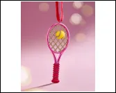 Christmas Series Rose Red Tennis Racket Charm Pendant, Alloy Electroplated Openwork Grid Bag Charm, Sporty Cute Keychain & Car Hanging Ornament, Holiday Gift