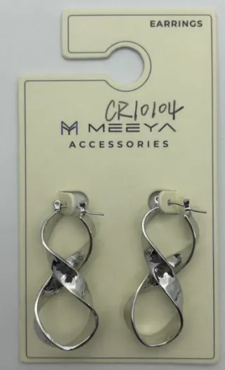 MEEYA Geometric Infinity Hoop Earrings, White Gold Plated Alloy, Mirror Polished 8-Loop Twist Design, Minimalist Luxury Dangle Earrings for Women