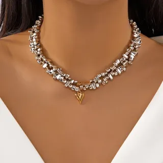 Minimalist CCB Beaded Pearl Heart Charm Bracelet Set of 3, White Gold Tone, 18cm, Stackable Layered Bracelets for Women