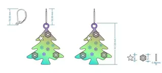 Christmas Tree Earrings for Women, Zinc Alloy Gradient Green Snowflake Star Dangle Earrings, Festive Holiday Party Jewelry Gift, Pair